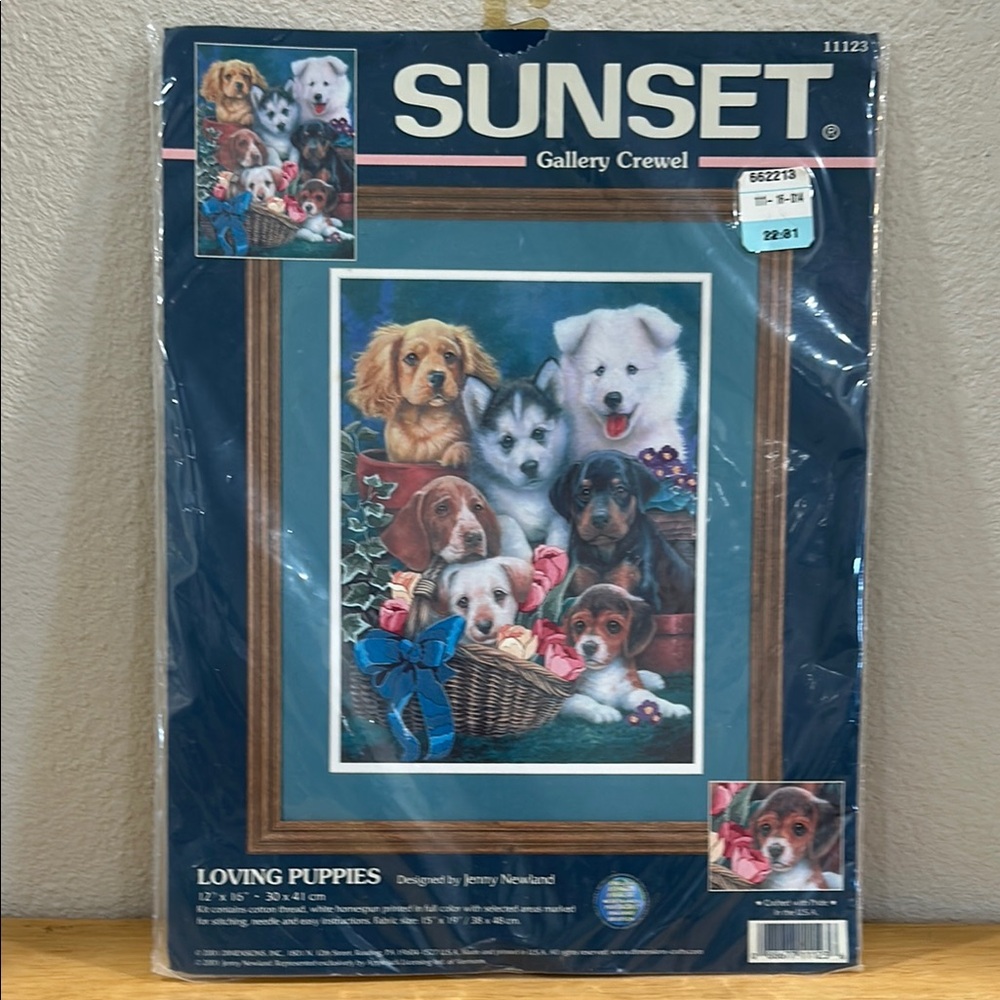 Sunset Gallery Crewel Kit - Loving Puppies-Spring/Summer